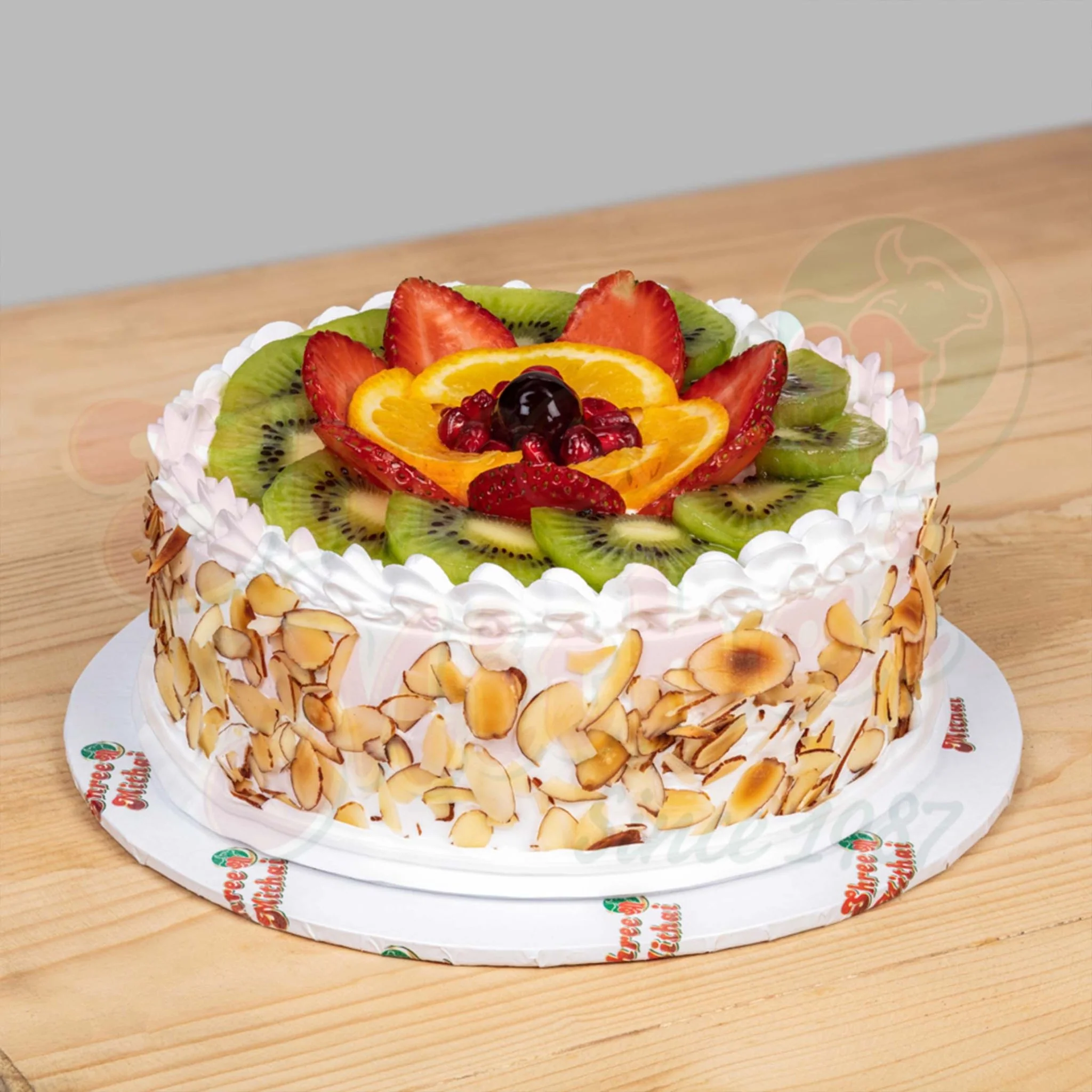 fresh cakes and fresh buns displayed in  a bakery